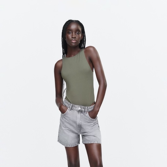 Zara Tops - Zara Halter Neck Bodysuit | Dark Khaki | Size S